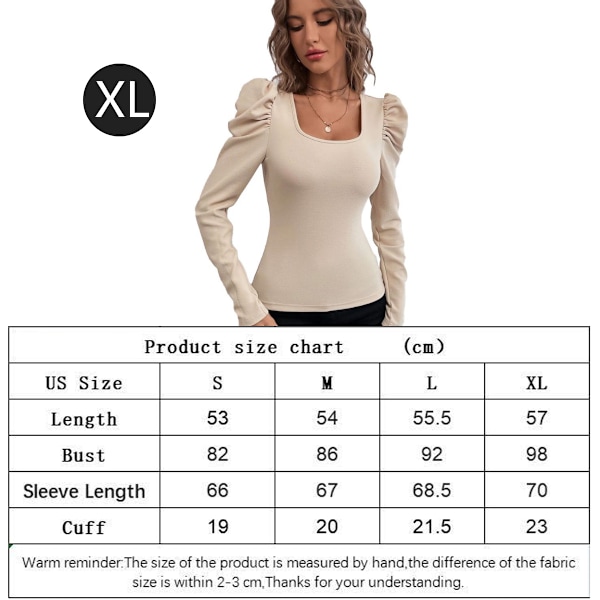 Kvinners Heldekkende Rundhals Puff Lang Erme Slim Fit T-skjorte Topper Slim Fitted Solid Pullovers Tee Blouse Topper