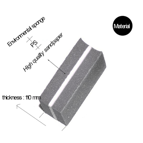Nagelbuffert Sandpapperblock Poleringsfil 100/180 Korn Nagelfiler Konst Pedikyr Manikyr Fil 2-sidig