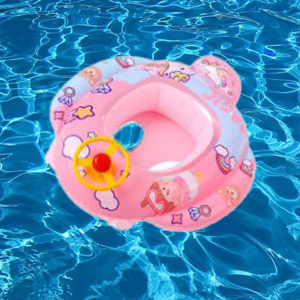Baby Oppustelig Pool Flyder Ring med Rattet Horn til Børn Sæde Spædbarn Båd Pool Ring