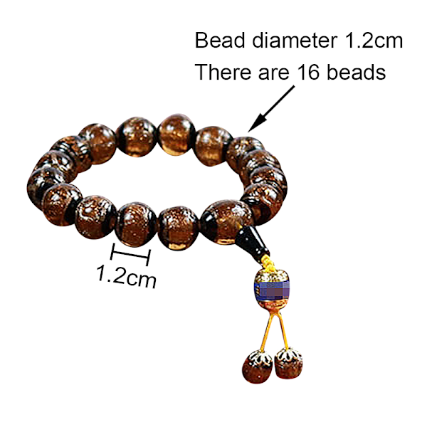 Farvet glasarmbånd, Buddha perler, Elastisk Yoga Meditation Perler Armbånd til Mænd Kvinder - Brun