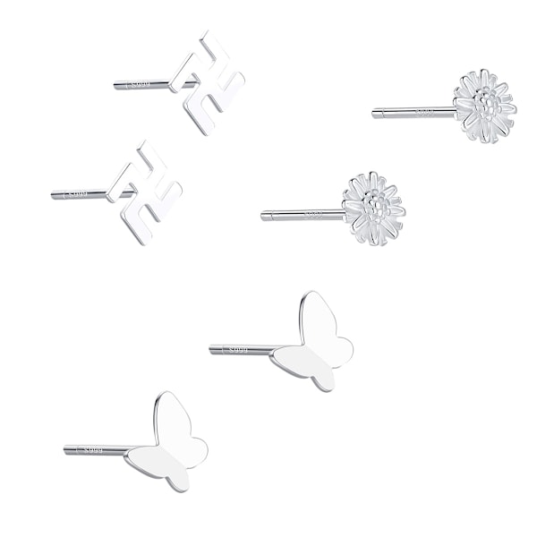Sølv studs Damer, sterling sølv studs Mikro studs, Sølv studs kvinder simple øreringe Små stjerner Måne