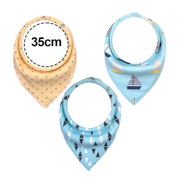 3-pack Baby Bandana-haklappar för pojkar och flickor med justerbara tryckknappar, ekologisk bomull, mjuk och absorberande