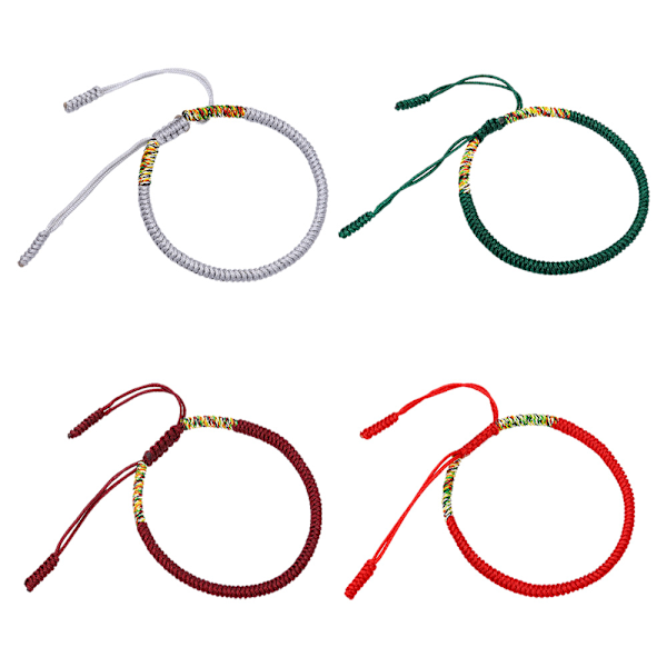 4 stk Vevde Armbånd Lykketau Armbånd Håndleddsbånd Håndleddsmansjetter Justerbare, for Kvinner og Tenåringsjenter