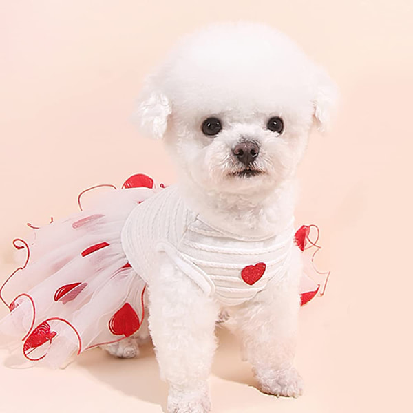 Hundbröllopsklänning Sommarklänningar för små medelstora hundar Flickdjurkläder för Chihuahua Yorkie Love Cat Kjoldräkt Kläder Tutu