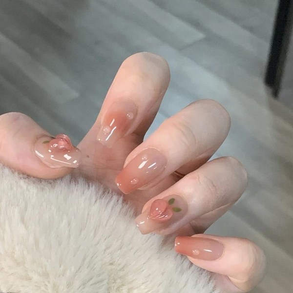 Kortere Press-on Negle Medium Coffin Nail Art med 3D Luksus Design Genanvendelige Falske Negle 10 stk. med Relateret Neglesæt 4 Størrelser
