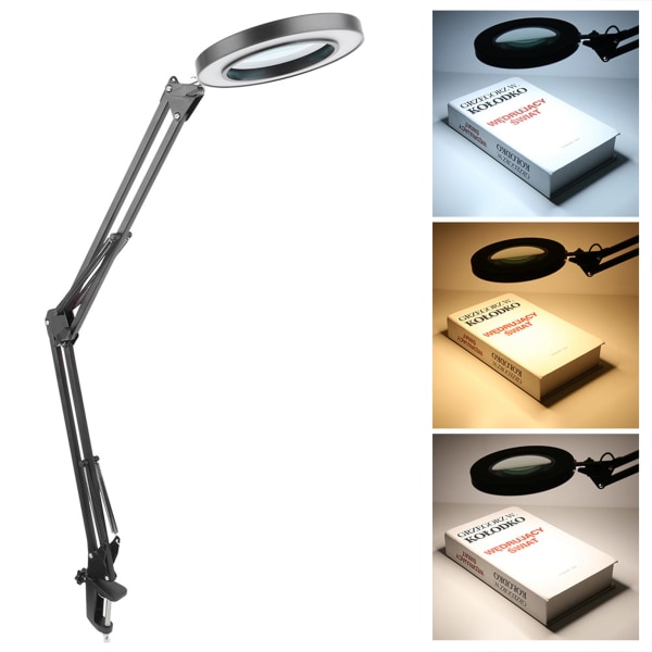 LED Fill Light Home Cold Light USB Clip Table Lamp with Magnifying Glass for Maintenance