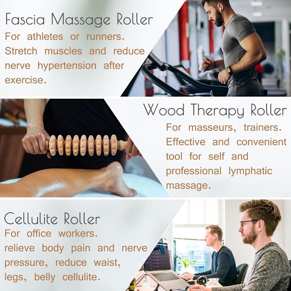 Terapi Massageverktyg, Manuell Trä Fascia Massage Rulle Triggerpunkter för Att Frigöra Celluliter Ömma Muskler