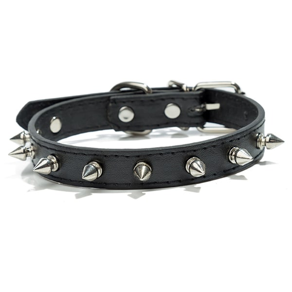Katt/hundhalsband Guldspik inlagd dubbelt läder husdjurshalsband,