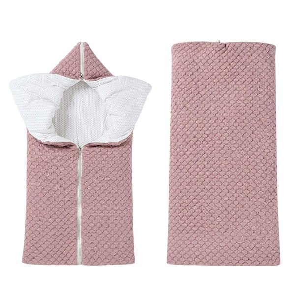 1 stk Baby Swaddle Tæppe Fleeceforet Bærbar Spædbarn Strikket Barnevogn Nap Wrap Plus Bomuld, Nyfødt Tyk Blød Varmt Sovesæk
