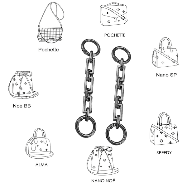 2 stk Veskestroppforlenger Veskeforlengerkjede Rektangulær Form Erstatning Veskekjedeforlenger Veskecharms