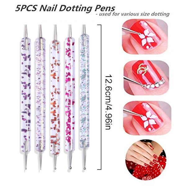 8 st prickpennor med nagellacksborstar, nagelkonstdesignverktyg
