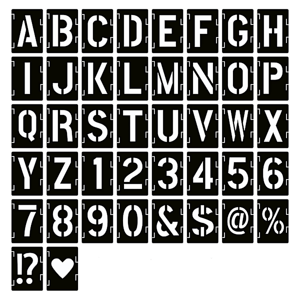 Bokstavs Stencil Symbol Nummer Craft Stencil, 42 st återanvändbara alfabetsmallar, Stencil Kit för målning på trä, vägg, tavla, DIY konst
