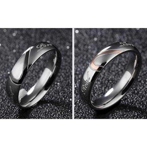 Ringe til Par Han og Hun Rustfrit Stål Hjerteformet Matchende Sæt Ægte Kærlighed Par Bryllupsbånd Hjerte Ringe til Par (Et Par)