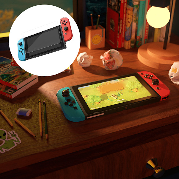 Lämplig för switch härdat glas, spelkonsol skyddsfilm, transparent