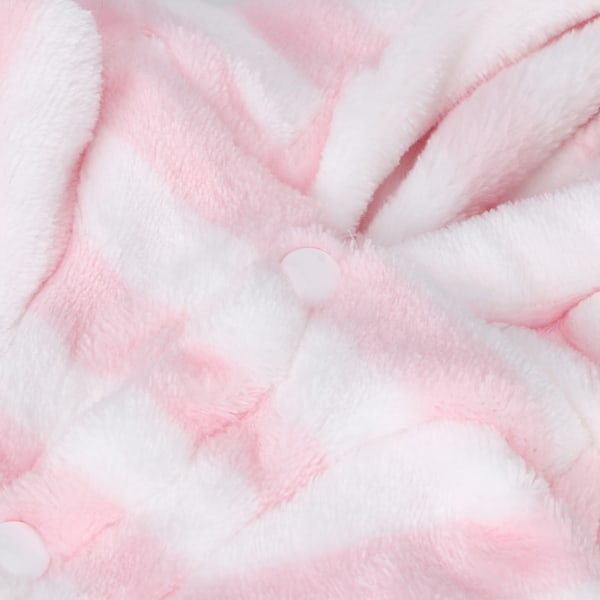 Coral Fleece Rosa Randig Höst Vinter Fyra Ben Djur Huvtröjor Kläder Varma Pyjamas Kläder för Hundar Katter