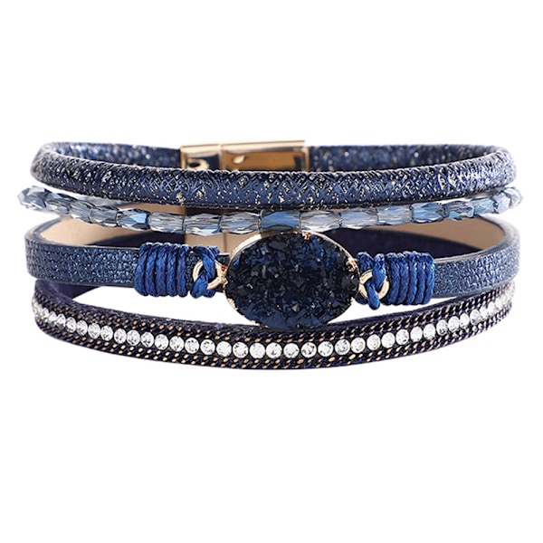 Vintage læder PU kant magnet spænde armbånd
