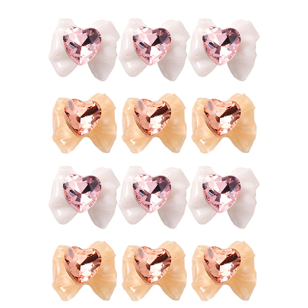 12 st Nagelprydnader Transparent Färg Rosett Nageltillbehör Resinformad Borr Nageldekorationer