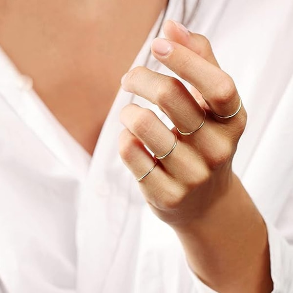 2 mm Titanring i rostfritt stål, smycken i 6 delar, knogringar för kvinnor, staplingsringar i storlek 4-9, titan i rostfritt stål i guld/roséguld