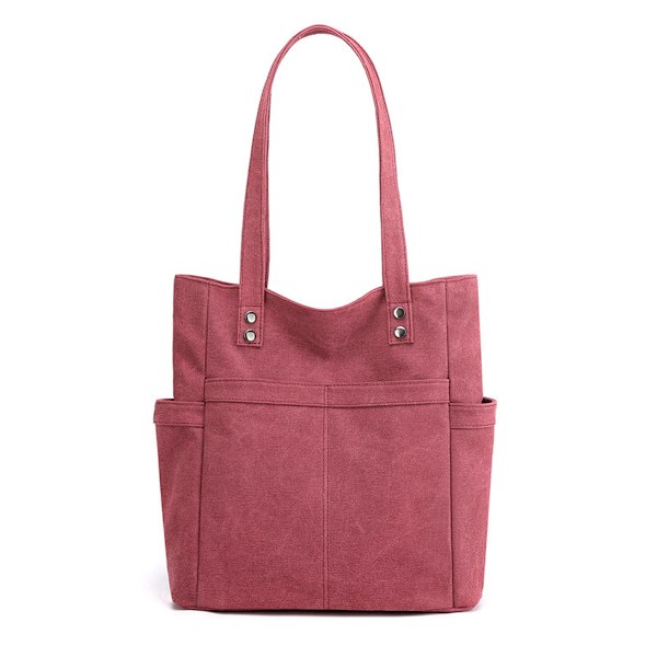 Kvinners Laptop Tote Bag Canvas Håndveske Skulderveske Klut Ensfarget Kvinneveske med Canvas Kvinneveske
