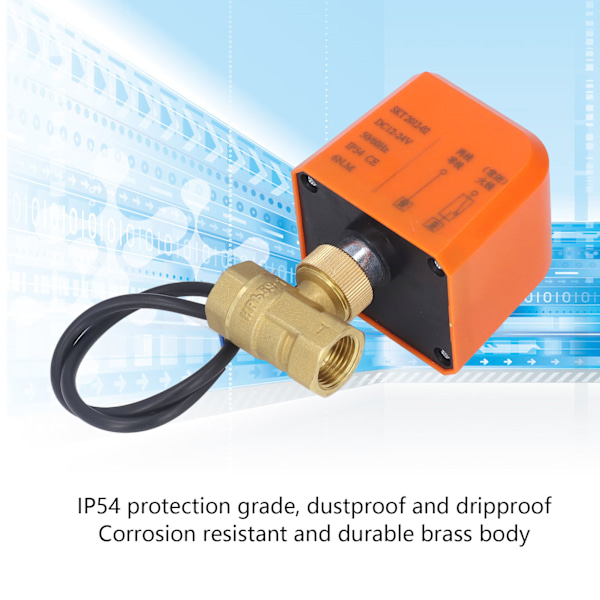 DN15 2-vägs 2-trådig elektrisk klotventil Normalt stängd Mässingventil 1/2 tum rörgänga DC12‑24V