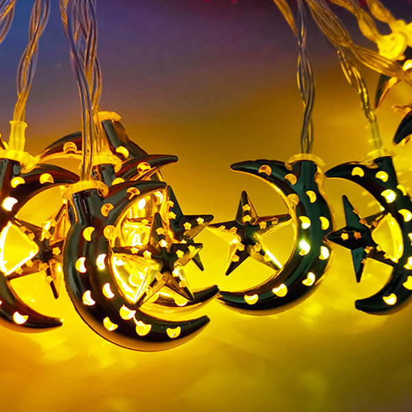 10FT Moon String Lights -20 LED Mån- och stjärnslingor batteridrivna, med timer Sovrumsfest Holiday väggdekoration inomhus jul