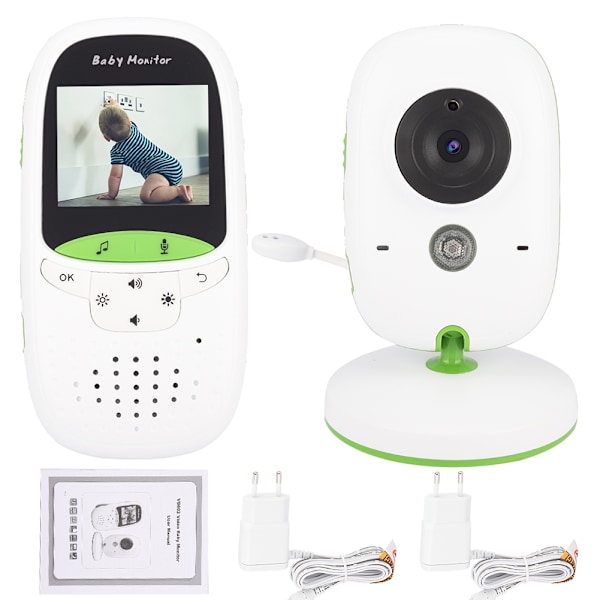 Trådlös 2-tums LCD-skärm Babymonitor Kamera Ljud Video Natt EU-kontakt 100-240V