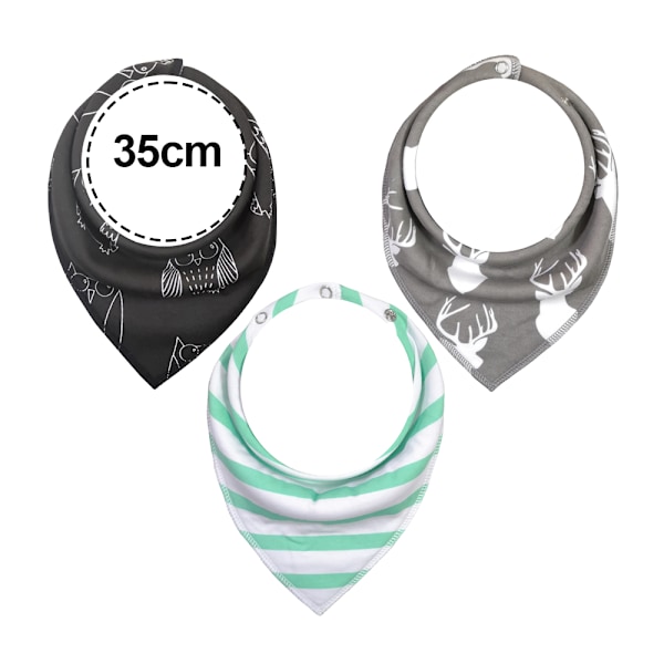 3-pack Baby Bandana-haklappar för pojkar och flickor med justerbara tryckknappar, ekologisk bomull, mjuk och absorberande