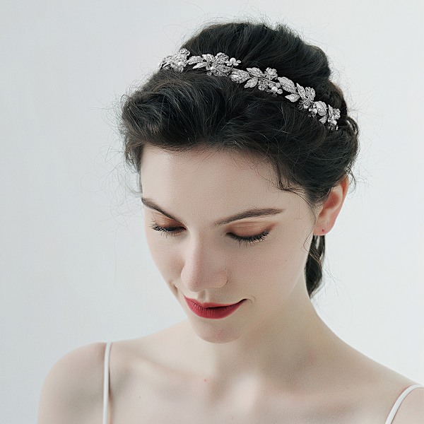 Kristall bröllopshuvudband handgjorda brudhuvudbonader för brud blomsterflicka bröllopshårtillbehör för brudtärnor bal