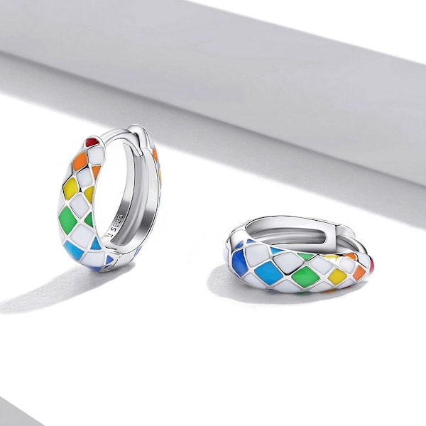 925 Sterling Silver barnörhängen för flickor små creoler små flickor mode allergivänliga smycken födelsedagspresenter regnbåge färgglada