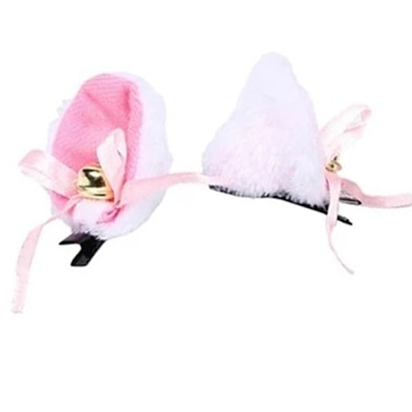 Söt fluffig plysch anime kvinnor klocka cosplay rosett hår accessoarer Lolita hårklämma huvudbåge kattöron