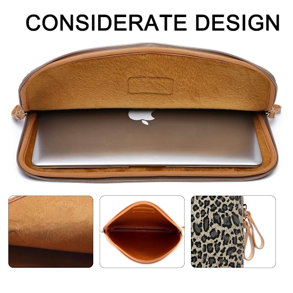 Stilful Laptop Sleeve i Canvas med Leopardmønster - Beskyttende Taske til Computer
