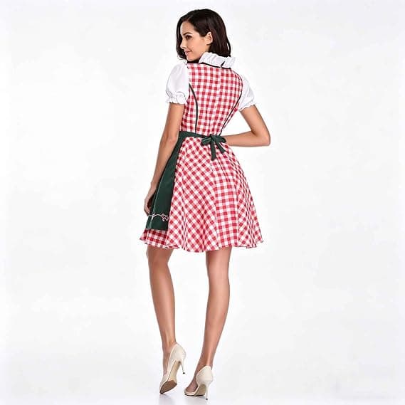 Oktoberfest Dirndl Kjole, Bayersk Kostume, Festkjole med Forklæde, Flere Farver