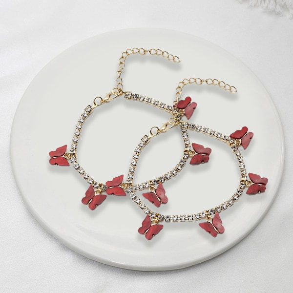 Rhinestonekedja Fjärils Anklet Armband, Kristall Fjäril Anklet, Fotkedja Anklet, Rhinestone Anklet Smycken