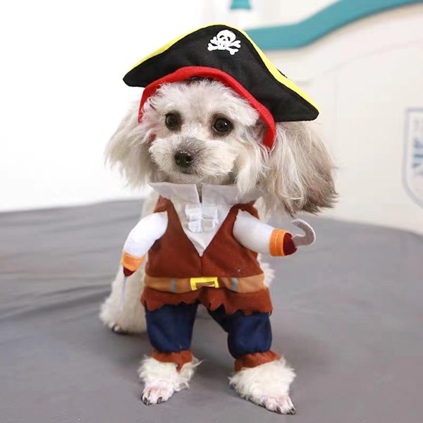Husdjur Hund Kostym Ny Rolig Husdjur Kläder Pirat Hund Katt Kostym Dräkt Corsair Klä upp Fest Kläder Kläder för Katt Hund Plus Hatt