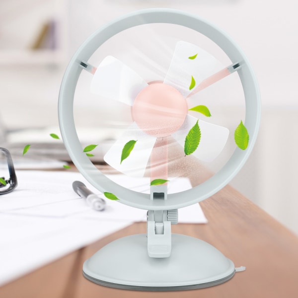 Portable Mini Suction Cup Fan 2 Speed Adjustable USB Desktop