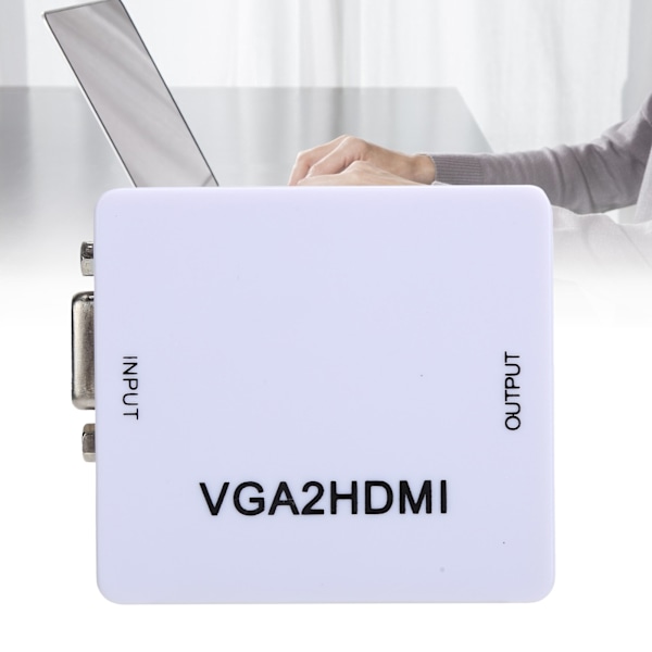 VGA till HDMI-konverter Mini HD 1080P Konverteringsbox Adapter Vit