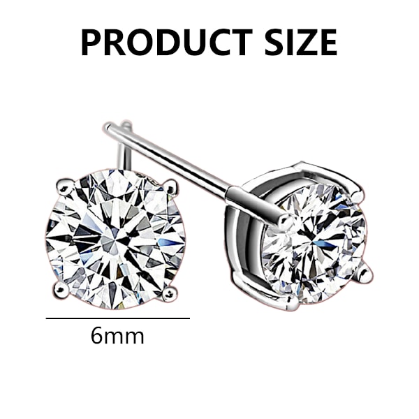 Hvide Sølvbelagte Cubic Zirconia Simulerede Diamant Glimtende Runde Stud Øreringe 925 Sterling Sølv