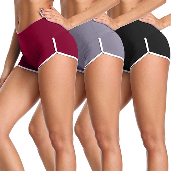 3 stk. Kvinders Sports Shorts Stramme Bukser Fitness Yoga Bukser Høj