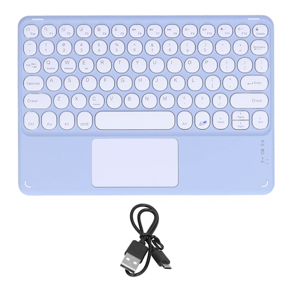 Trådlöst tangentbord med rundade tangenter Ergonomisk design Ultratunt Smart Touch Trådlöst tangentbord för surfplattor Bärbara datorer Lila