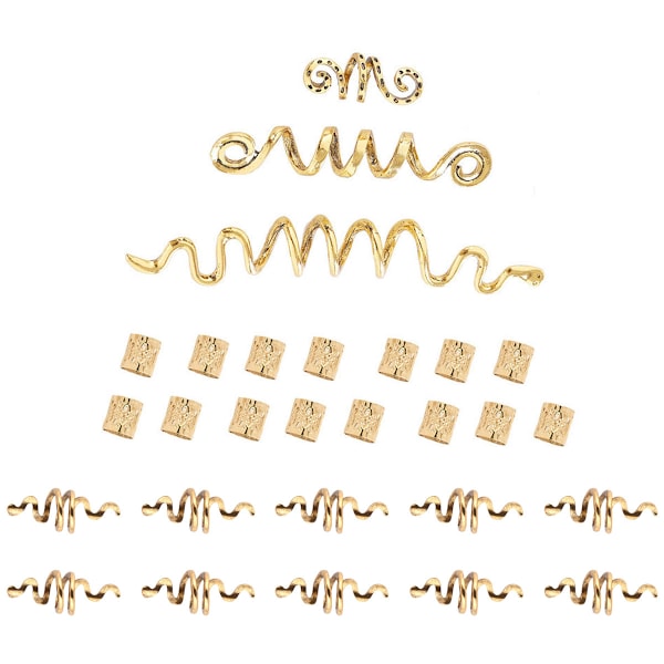 28 stycken hårpärlor spiralformade spolar dreadlockpärlor flätor ringar klämmor metallmanschetter hårsmycken hårinslag tillbehör orm hårklämmor