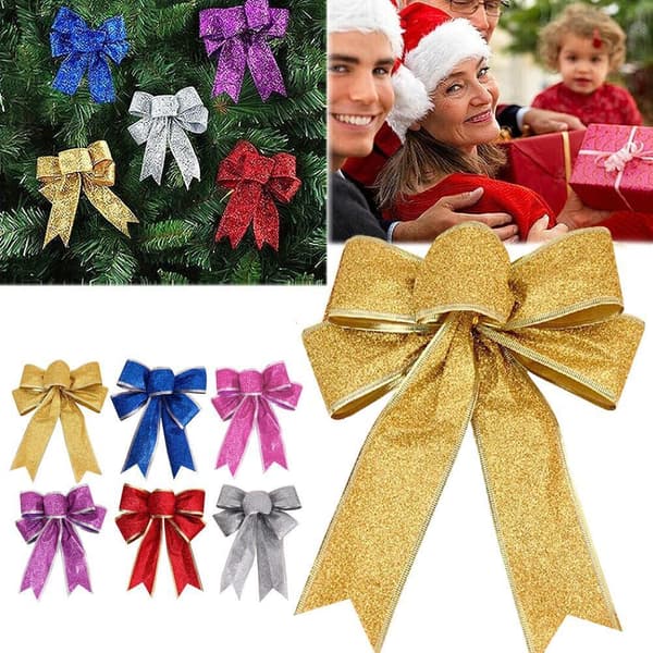 1 st Glitter Stora Rosetter Båge Julgran Fest Present Jul DXGHC
