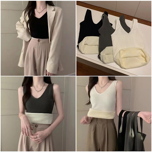 Varmfodrade Underkläder Toppar Cami Tank Top Väst för Kvinnor
