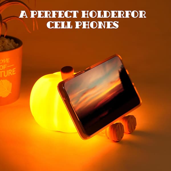 Pumpkin Night Light, Cute LED Pumpkin Lamp with 3 Levels Dimmable, Nursery Night Light, Rechargeable Silicone Bedside Lamp