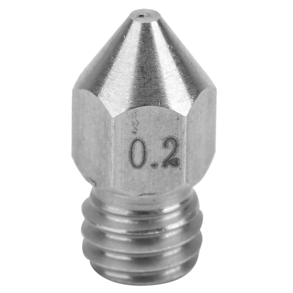 10 stk 3D-printerdyse Sett Sølv Slitesterk for MK8 Ekstruder Rustfritt Stål Tilbehør 0,2 mm