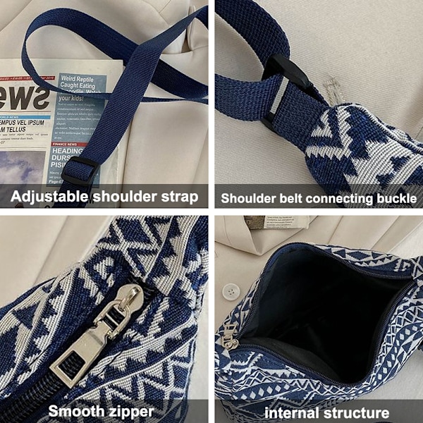 Canvasväska stor kapacitet tote väska etnisk stil axelväska crossbody väska för kvinnor