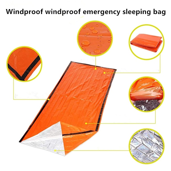 Nödsovsäck för överlevnad, Termisk Bivy-påse, Vattentät och Lätt, Mylar Bärbar Nylonpåse för Camping, Vandring och Äventyr