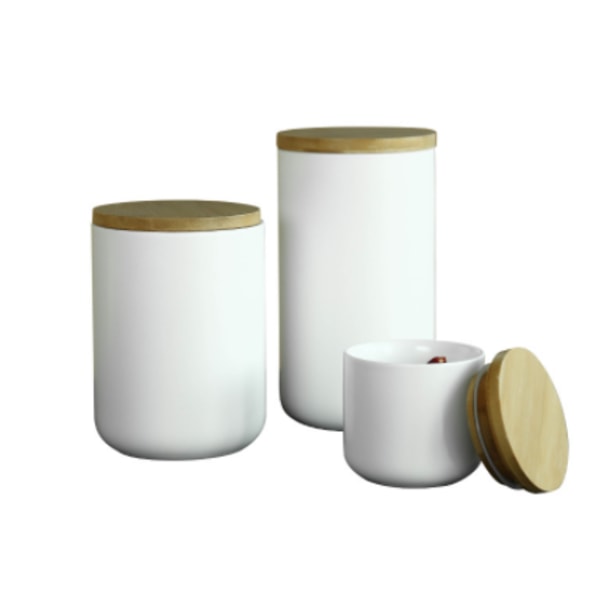 Keramisk matförvaringsburk Canister Modern design matbehållare med lufttät försegling bambu lock, löst te Kaffe Kryddnötter Snacks Kryddor Förvaring