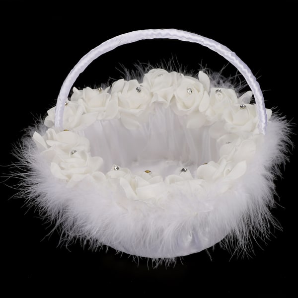 Lätt elegant bröllopsflickablommakorg med vit satäng