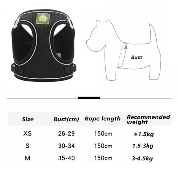 2-pack hundsele, andningsbar valp katt hundväst selar väst-stil hund dragrep reflekterande och andningsbart hundrep för små medelstora