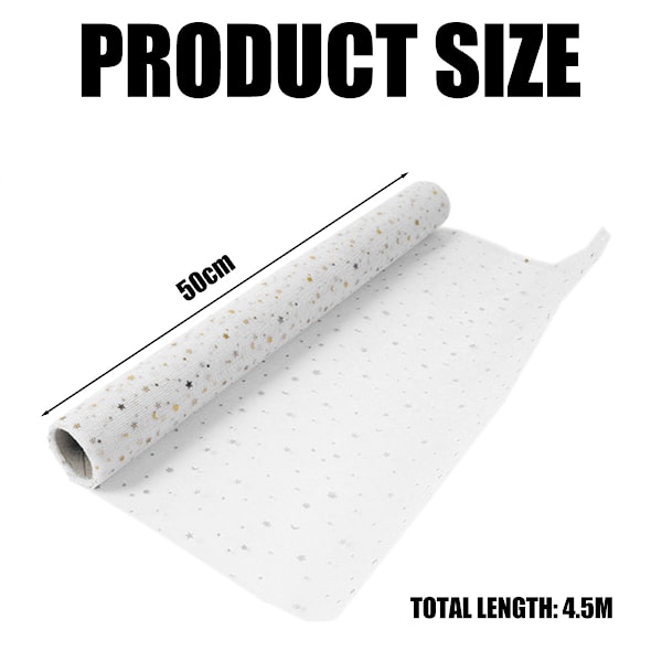 Stjärna Mån Nät Mesh Blomsterpapper, 1 Rulle Blomsterbutik Tillbehör Blombukett Inpackningspapper Blomstertillbehör för Färska Blommor, DIY Hantverk, 48cm